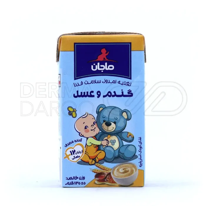 kalleh-majan-wheat-and-honey-puree-135-g-00 فرنی گندم و عسل ماجان کاله مخصوص کودکان ۱ سال به بالا ۱۳۵ گرم
