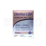 قرص تقویت‌کننده مو و ضد چروک پوست درمالایف، حاوی کلاژن، فولیک اسید و پلی‌فنول‌ها