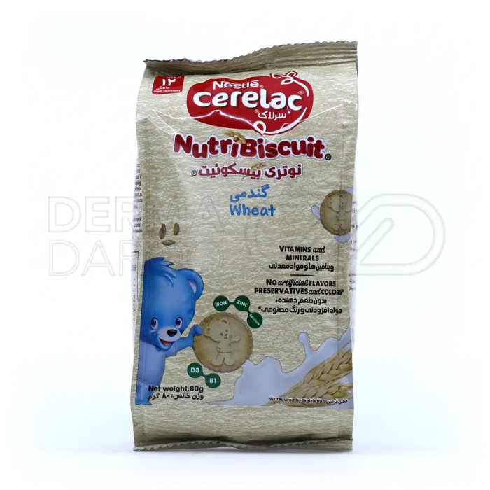 سرلاک نوتری بیسکوییت گندمی نستله مناسب کودکان از پایان ۱۲ ماهگی ۸۰ گرم