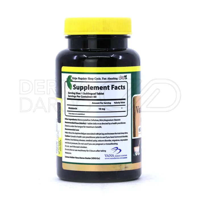 قرص زیر زبانی واناتونین گلد نورم لایف ۱۰ میلی گرم، حاوی ملاتونین برای تنظیم خواب و بهبود بی خوابی افراد مسن