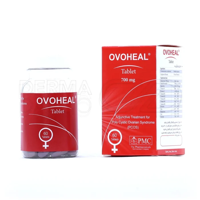 pmc-ovoheal-700-mg-60-tabs (1) بستهبندی قرص اووهیل پی ام سی مکمل درمانی سندرم تخمدان پلیکیستیک با ترکیبات آنتیاکسیدانی و ویتامینهای ضروری
