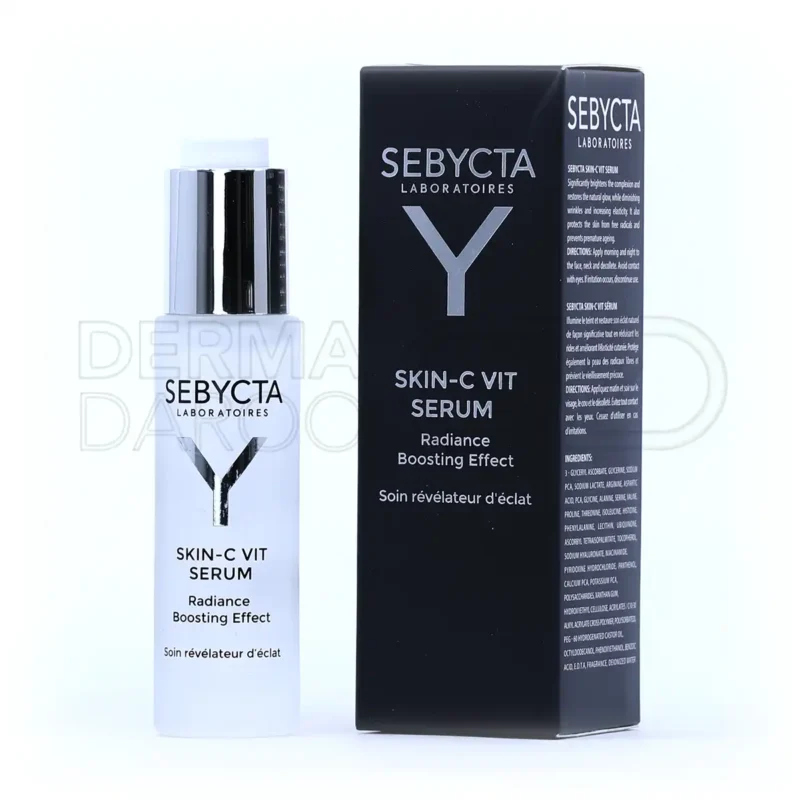 سرم روشن کننده صورت سبیکتا حاوی ویتامین C حجم ۳۰ میلی لیتر - نمای بسته بندی و محتویات جعبه