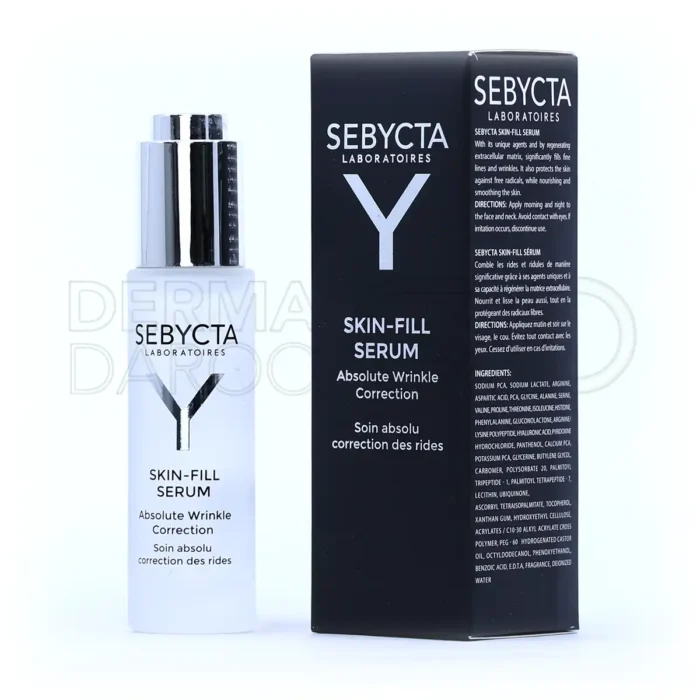 sebycta-skin-fill-serum-30-ml-00 سرم پرکننده چروک صورت سبیکتا ۳۰ میلی لیتر - نمای بسته بندی و محتویات داخل جعبه