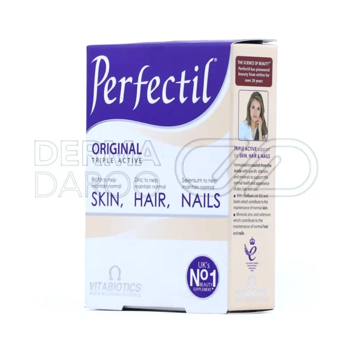 پرفکتیل اورجینال ویتابیوتیکس؛ حاوی ویتامین‌های گروه B، زینک، سیستین و آنتی‌اکسیدان برای حفظ سلامت پوست و کاهش چین‌وچروک