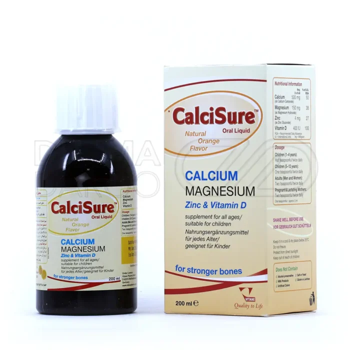 vitane-calcisure-oral-liquid-200-ml-00 شربت کلسی شور ویتان ۲۰۰ میلی لیتر - درمان و پیشگیری پوکی استخوان ، تقویت سیستم عضلانی و اسکلتی