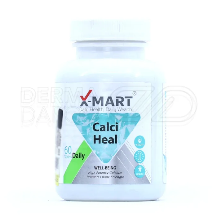 قرص کلسی هیل ایکس مارت، با ۱۲۰۰ میلی‌گرم کلسیم و ویتامین D3، در بسته‌بندی، تقویت استخوان، پیشگیری از پوکی استخوان.