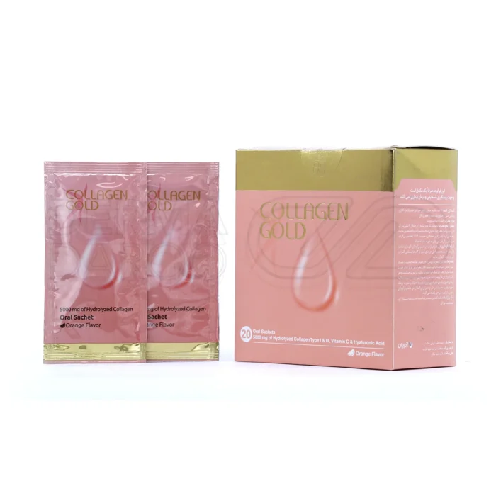 adrian-collagen-gold-20-oral-sachets (1) ساشه کلاژن گلد آدریان، بستهبندی مقاوم، مکمل کلاژن و هیالورونیک اسید، ضدچروک پوست.