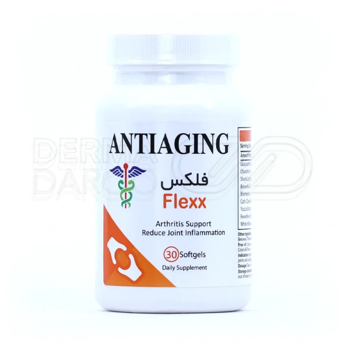 سافت ژل فلکس آنتی ایجینگ، بسته‌بندی مقاوم، مکمل مفاصل با گلوکوزامین و غضروف کوسه، کاهش درد آرتروز.