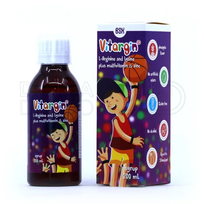 bsk-vitargin-syrup-200-ml-00 شربت ویتارژین بنیان سلامت کسری ۲۰۰ میلی لیتر - تقویت سیستم ایمنی و بهبود رشد کودکان