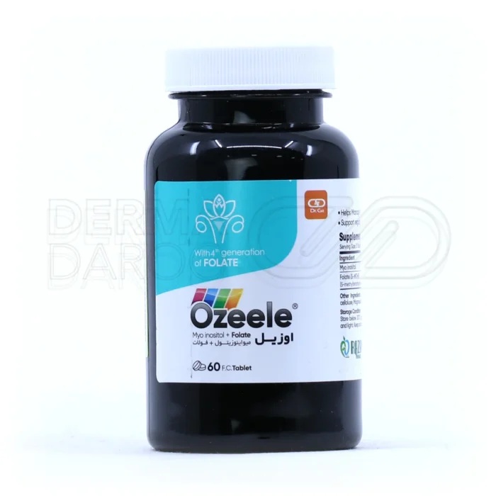 بسته‌بندی قرص اوزیل دکتر گیل حاوی میواینوزیتول و فولات، مناسب برای بهبود تخمدان پلی کیستیک، تقویت باروری و تنظیم چرخه قاعدگی در بانوان