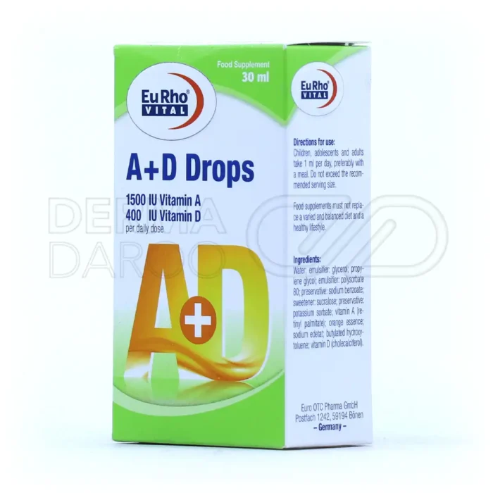 قطره خوراکی آ+د یوروویتال 30 میلی لیتر