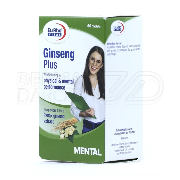 قرص جینسینگ پلاس با ترکیب ویتامین C، فولیک اسید و جینسینگ، افزایش‌دهنده نشاط و تمرکز