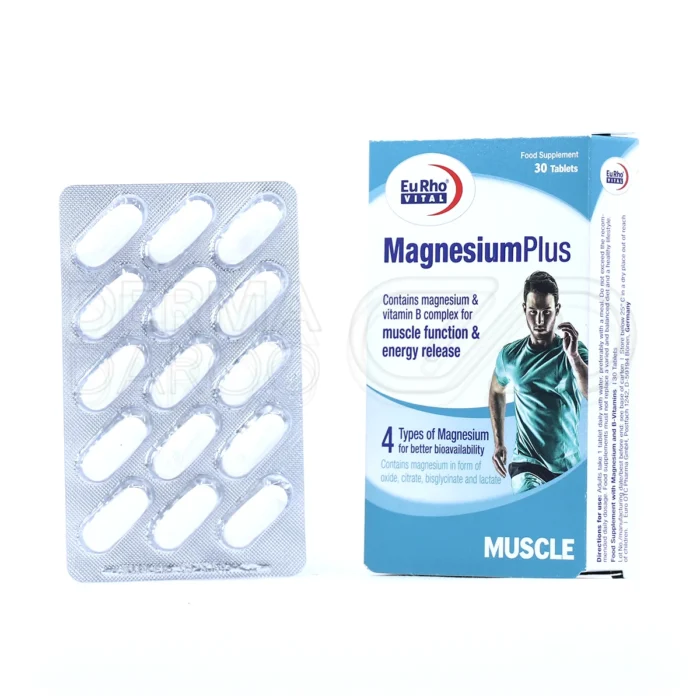 قرص منیزیم پلاس یوروویتال؛ مکمل تغذیه‌ای کامل با چهار نوع منیزیم و ویتامین‌های گروه ب، مناسب برای کاهش خستگی، افزایش انرژی و بهبود عملکرد عضلات