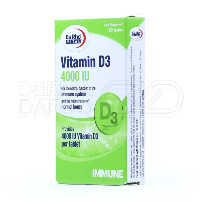 مکمل ویتامین D با دوز بالا از برند یوروویتال؛ مناسب برای بزرگسالان در معرض کمبود ویتامین D