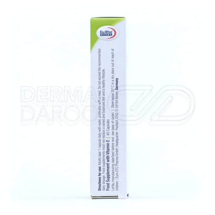 ویتامین E ۴۰۰ یوروویتال، کپسول ژلاتینی، جبران کمبود ویتامین E، حفظ سلامت قلب و عروق، آنتی‌اکسیدان موثر.