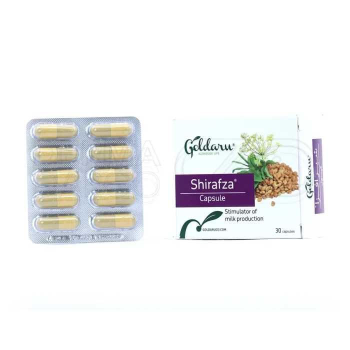 بسته‌بندی کپسول شیر افزا گیاهی، حاوی عصاره رازیانه، شوید، زیره سبز و شنبلیله برای افزایش شیر مادر