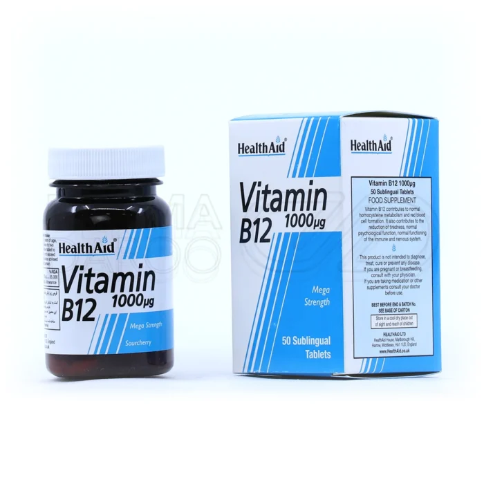 health-aid-vitamin-b12-1000-µg-50-tabs (1) قرص ویتامین B12 یوروویتال همراه با جعبه؛ مکملی برای ساخت گلبول قرمز و تقویت سیستم عصبی