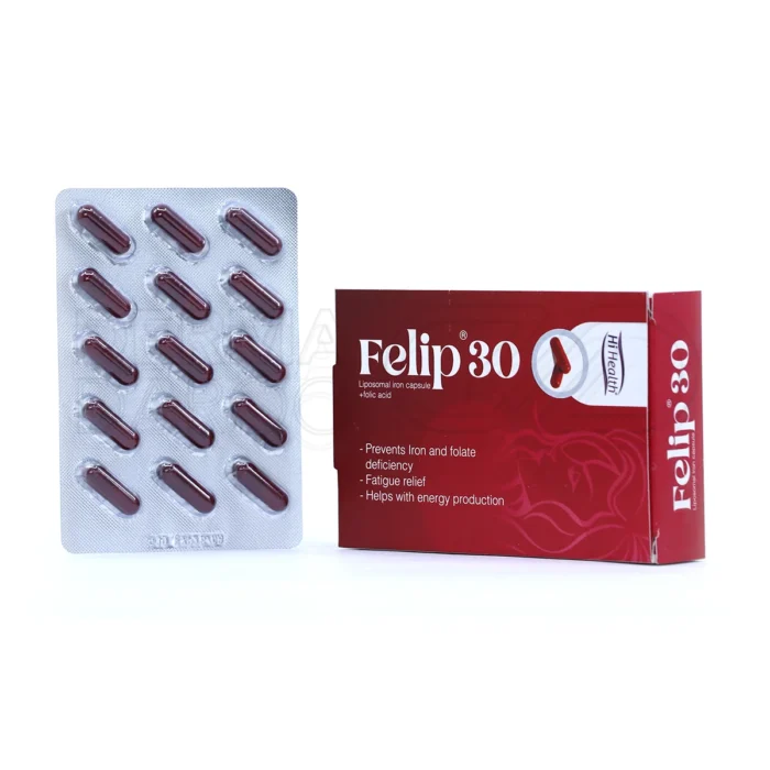 کپسول فلیپ ۳۰ های هلث، بسته‌بندی مقاوم، مکمل آهن و فولیک اسید، درمان کم‌خونی.