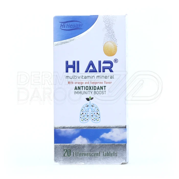 های ایر هلث، قرص جوشان با ویتامین E و کلسیم، تقویت تنفسی، سلامت پوست و مو، آنتی‌اکسیدان، طعم پرتقال و نارنگی.