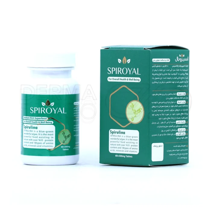 قرص جلبک اسپیرویال آرین گستر، بسته‌بندی مقاوم، مکمل اسپیرولینا، تقویت پوست، گوارش و کاهش وزن.