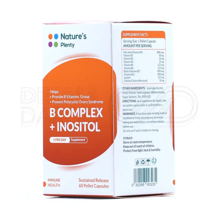 مکمل ب کمپلکس نیچرز پلنتی، با ویتامین B۹ و B۱۲، بهبود سندرم تخمدان پلی‌کیستیک و سلامت پوست.