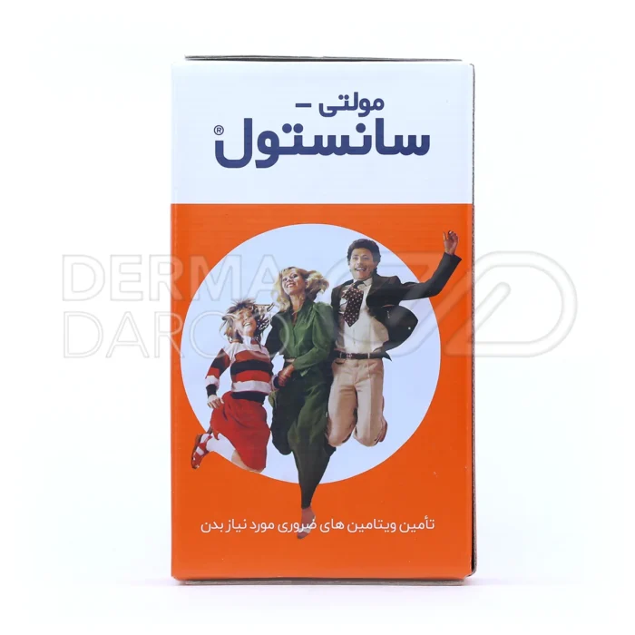 شربت مولتی سانستول، با ویتامین‌های گروه B و کلسیم، تقویت سیستم ایمنی، بهبود رشد استخوان، مناسب کودکان و بزرگسالان.