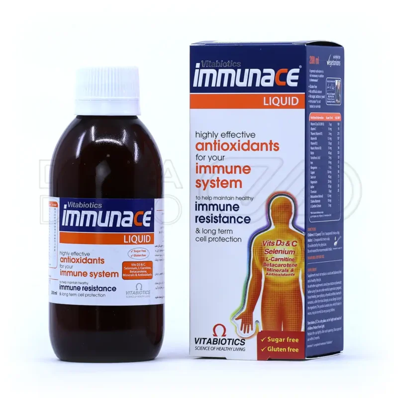 شربت ایمیونس ویتابیوتیکس ۲۰۰ میلی لیتر - جعبه بسته بندی و بطری شربت