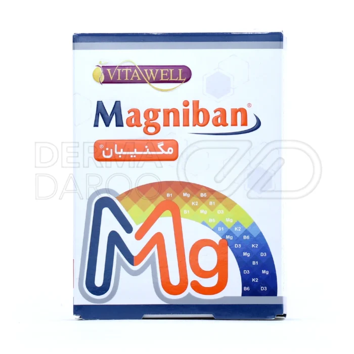 ویتاول مگنیبان، کپسول با منیزیم و ویتامین B1، ارتقا سلامت عصبی و عضلانی، کاهش اسپاسم، مصرف با غذا و آب.