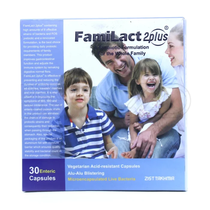 کپسول پروبیوتیک، با پری‌بیوتیک FOS، بهبود جذب کلسیم، کاهش التهاب روده، مناسب برای عدم تحمل لاکتوز، تقویت گوارش.