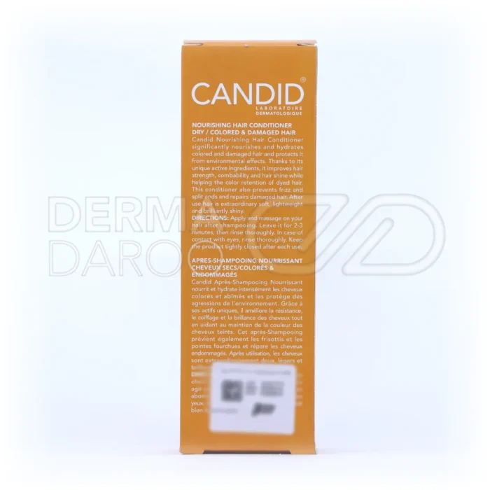 نرم‌کننده موی رنگ‌شده کاندید، فاقد پارابن و فتالات، با پروتئین ابریشم و سرامید، حفظ رنگ مو و جلوگیری از موخوره.