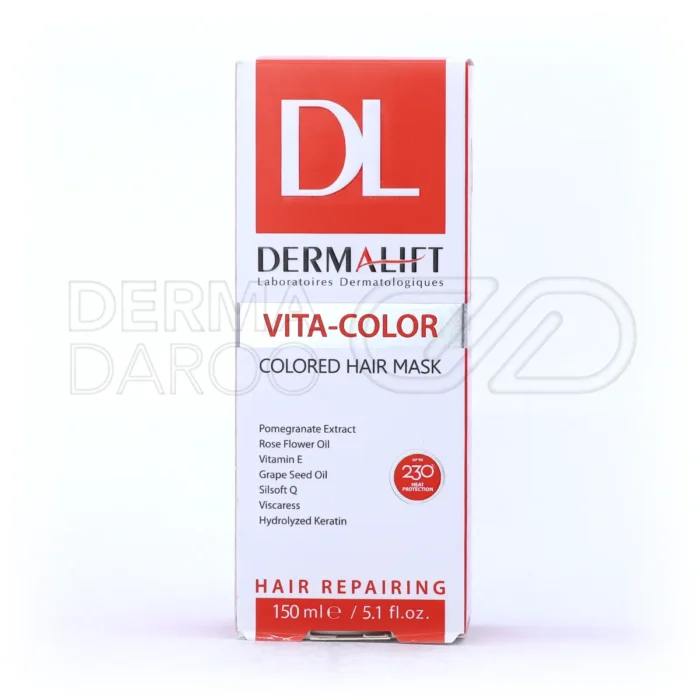 ماسک مو ویتاکالر، با سیلیکون کواترنیوم، تثبیت رنگ و افزایش مقاومت موهای رنگ شده در برابر حرارت