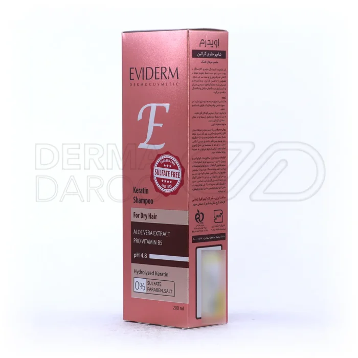 شامپو کراتینه اویدرم، با پروتئین گندم و ذرت، افزایش لطافت و ماندگاری رنگ موهای آسیب دیده