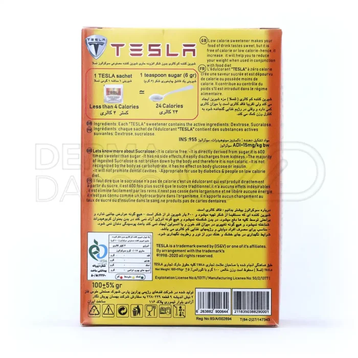 ساشه شیرین کننده کم کالری سوکرالوز تسلا 100 عدد