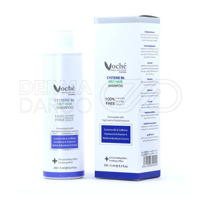 شامپو تقویت کننده مو حاوی سیستین و ویتامین B6 وچه مناسب موهای چرب 250 میلی لیتر