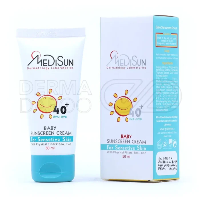 medisun-baby-sunscreen-spf40-for-sensetive-skin-50ml (1) کرم ضد آفتاب کودک مدیسان SPF40 مناسب پوست حساس 50 میلی لیتر