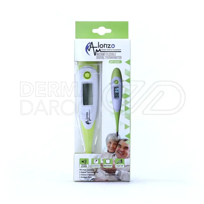 تب‌سنج انعطاف‌پذیر ضدآب در بسته‌بندی مقاوم، با دقت بالا، هشدار صوتی تب و خاموشی خودکار برای سنجش سریع دمای بدن