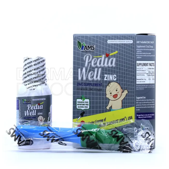 تصویر بسته‌بندی قطره زینک پدیاول مناسب تقویت رشد کودک، حاوی ۱۰ میلی‌گرم زینک با طعم میوه‌ای