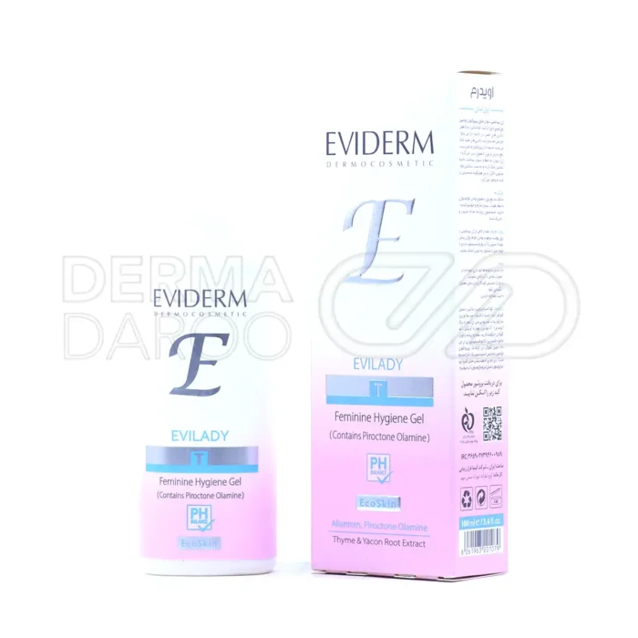 ژل بهداشتی اوی لیدی اویدرم در بسته‌بندی بهداشتی، با آلوئه‌ورا و پیروکتون اولامین، ضدالتهاب و مرطوب‌کننده واژن
