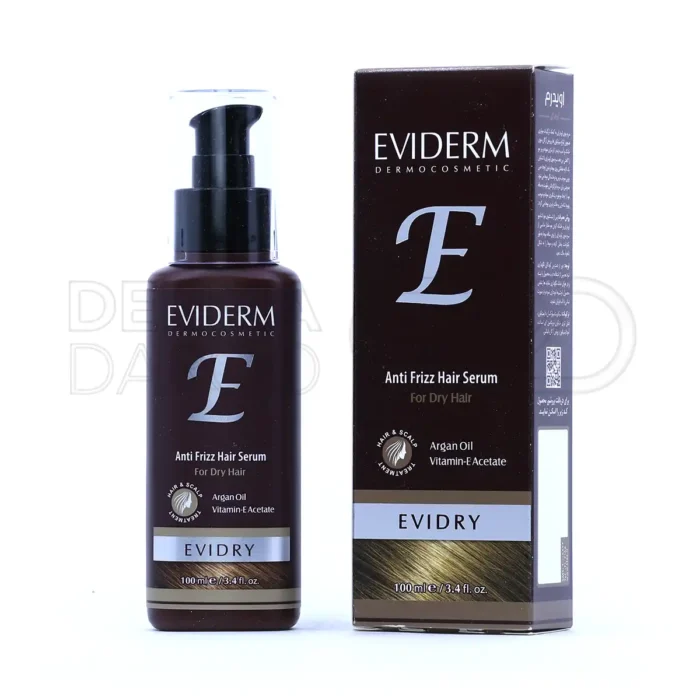 سرم اوی‌درای اویدرم در بسته‌بندی بهداشتی، با روغن آرگان و ویتامین E، نرم‌کننده و ترمیم‌کننده موهای خشک و آسیب‌دیده