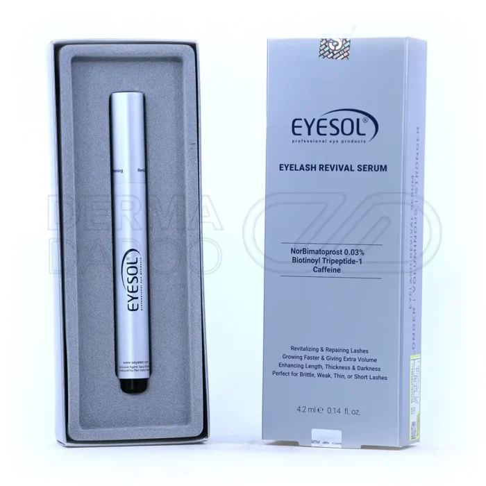 بسته‌بندی سرم تقویت مژه آیسول با برس مخصوص برای استفاده آسان و دقیق روی خط مژه