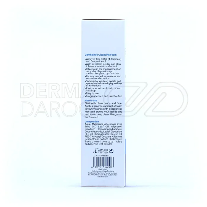فوم پاک‌کننده تخصصی پلک با روغن درخت چای و دکسپانتنول برای شستشوی ایمن نواحی چشم