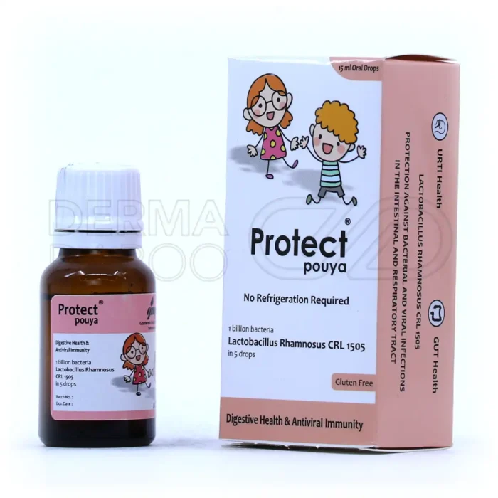 قطره 15 میلی‌لیتری پروتکت پویا گسترش میلاد فارمد، پروبیوتیک با لاکتوباسیلوس رامنوسوس، تقویت‌کننده ایمنی کودکان