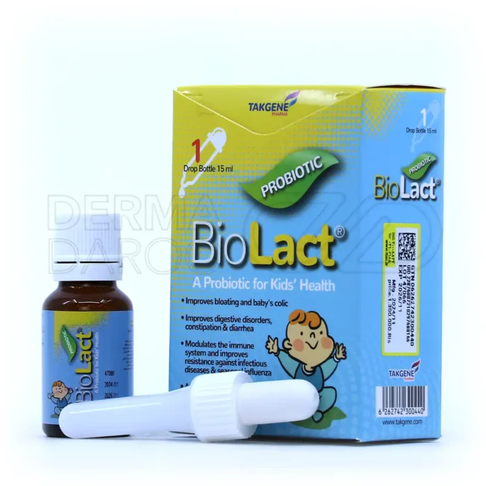 takgene-pharma-bio-lact-drop-15ml (1) قطره پروبیوتیک بایولاکت تکژن فارما در بستهبندی بهداشتی، حاوی لاکتوباسیلوس روتری، بهبود اسهال و نفخ نوزادان