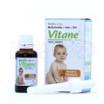 قطره ویتان در بسته‌بندی بهداشتی، با طعم پرتقال، حاوی ویتامین‌ها و مواد معدنی برای رشد و تقویت سیستم ایمنی کودکان