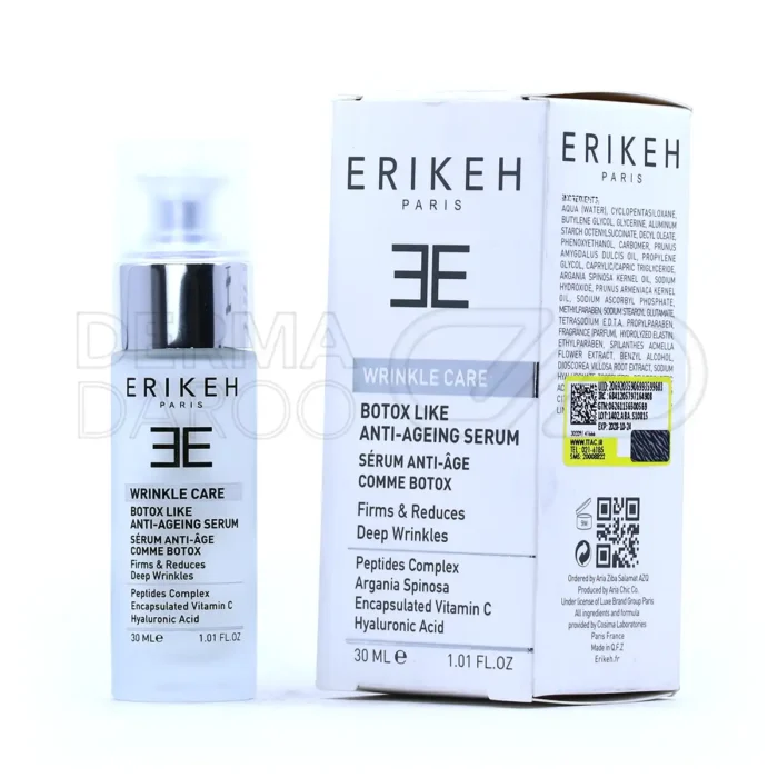 سرم ضد چروک در بطری شیشه‌ای، حاوی ویتامین C و عصاره پرتقال، سفت کننده پوست و ضد چروک