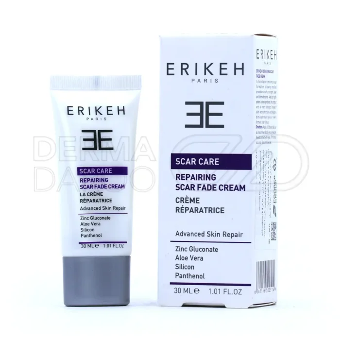 erikeh-scar-care-cream (1) کرم ترمیم زخم اریکه در تیوپ سفید، حاوی آلوئه ورا و زینک گلوکونات، ضد التهاب و التیام بخش زخم