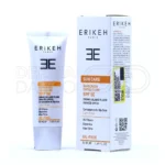 کرم ضد آفتاب اریکه SPF 50 در تیوپ سفید، فاقد چربی، حاوی تیتانیوم دی اکساید، مناسب پوست چرب