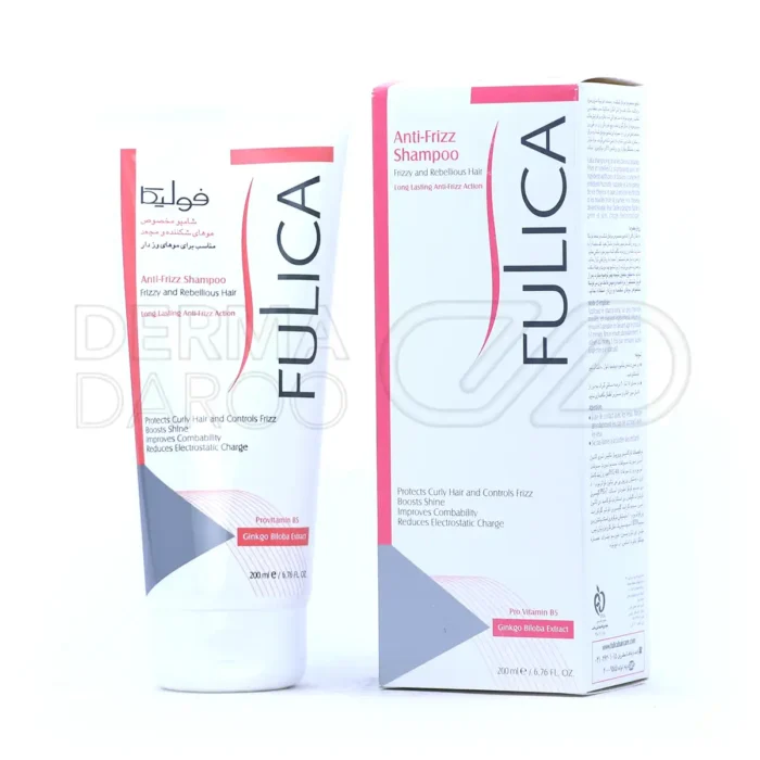 شامپو فولیکا برای موهای شکننده و مجعد در بطری شفاف، حاوی جینکو بیلوبا و پانتنول، ضد وز و نرم کننده مو