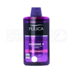 شامپو فولیکا در بطری شفاف، حاوی آرژنین و عصاره جینسینگ، فاقد سولفات، احیا کننده موهای کدر و ضد وز