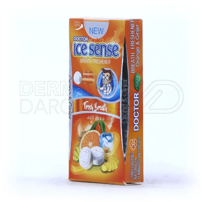 قرص آیس سنس، حاوی ویتامین C و استئارات منیزیم، ضدسرفه، خنک‌کننده تنفسی، بهبوددهنده التهاب گلو